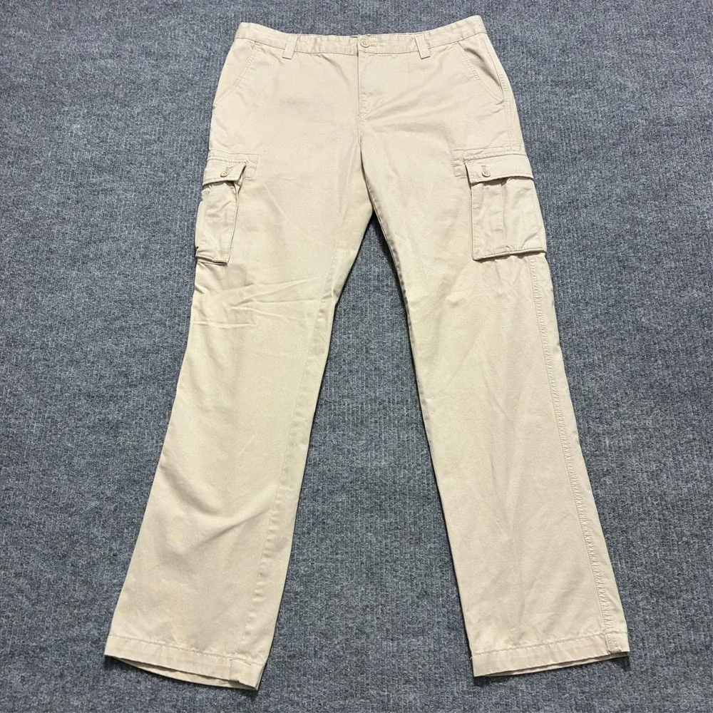 G.H. Bass & Co Mens Cargo Pants Size 34x34 Beige‎ Cotton Outdoor Hiking Mid Rise